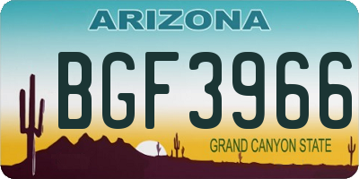 AZ license plate BGF3966