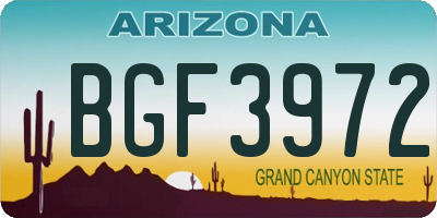AZ license plate BGF3972