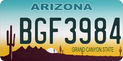 AZ license plate BGF3984
