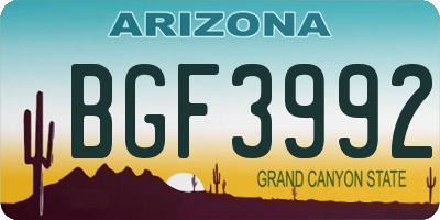 AZ license plate BGF3992