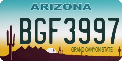 AZ license plate BGF3997