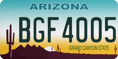 AZ license plate BGF4005