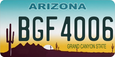 AZ license plate BGF4006