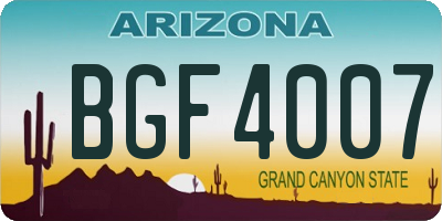 AZ license plate BGF4007