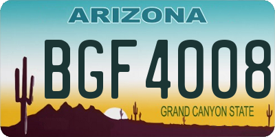 AZ license plate BGF4008