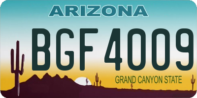 AZ license plate BGF4009