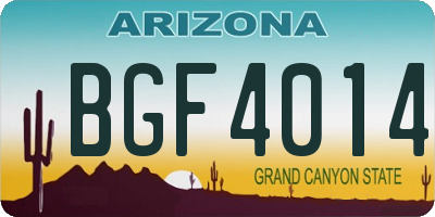 AZ license plate BGF4014