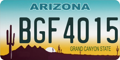 AZ license plate BGF4015