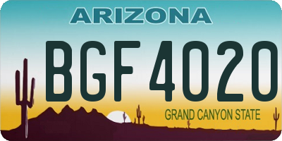 AZ license plate BGF4020