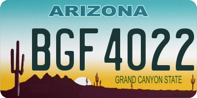 AZ license plate BGF4022