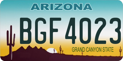 AZ license plate BGF4023