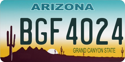 AZ license plate BGF4024
