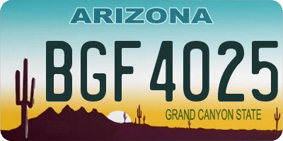 AZ license plate BGF4025