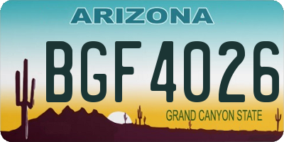 AZ license plate BGF4026