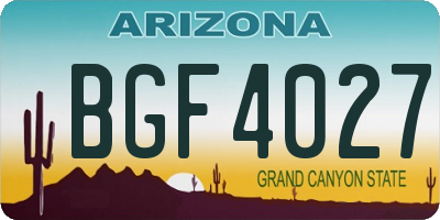 AZ license plate BGF4027