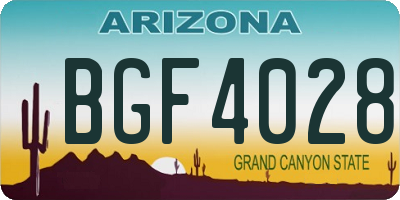 AZ license plate BGF4028