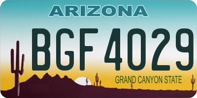 AZ license plate BGF4029