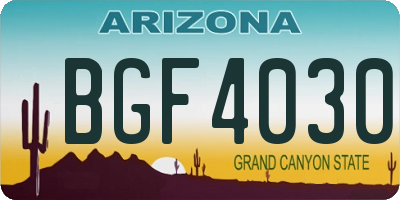 AZ license plate BGF4030