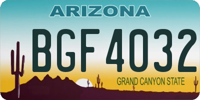 AZ license plate BGF4032