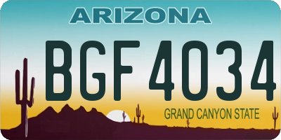 AZ license plate BGF4034