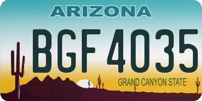 AZ license plate BGF4035