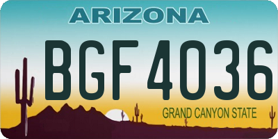 AZ license plate BGF4036
