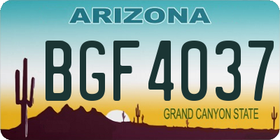 AZ license plate BGF4037