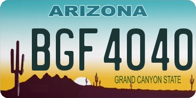 AZ license plate BGF4040