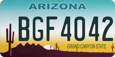 AZ license plate BGF4042