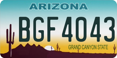 AZ license plate BGF4043