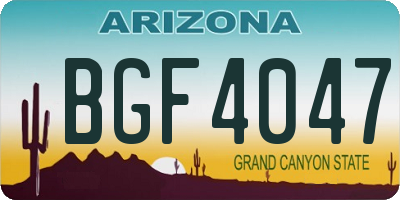 AZ license plate BGF4047