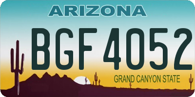 AZ license plate BGF4052