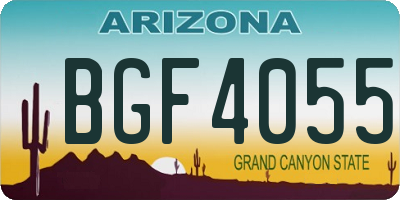 AZ license plate BGF4055