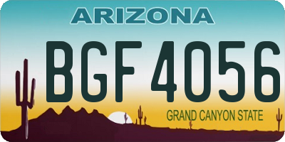 AZ license plate BGF4056