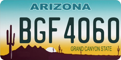 AZ license plate BGF4060