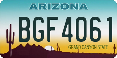 AZ license plate BGF4061