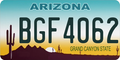 AZ license plate BGF4062