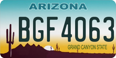 AZ license plate BGF4063