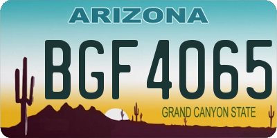 AZ license plate BGF4065