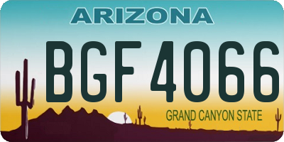AZ license plate BGF4066