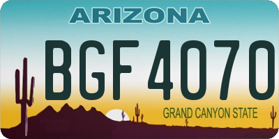 AZ license plate BGF4070