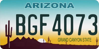 AZ license plate BGF4073