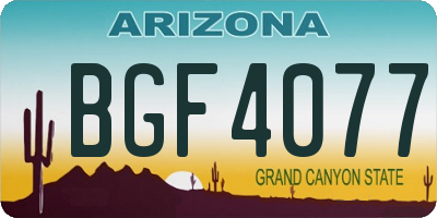 AZ license plate BGF4077