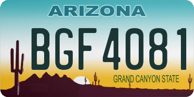 AZ license plate BGF4081