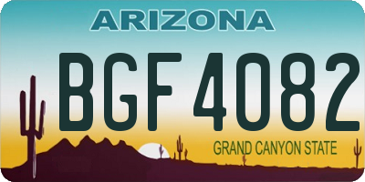 AZ license plate BGF4082