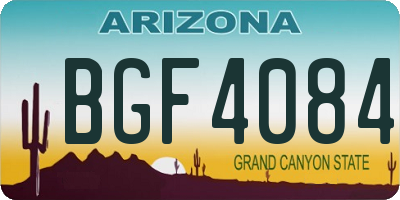 AZ license plate BGF4084