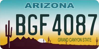 AZ license plate BGF4087