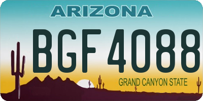 AZ license plate BGF4088