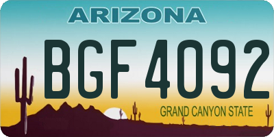 AZ license plate BGF4092
