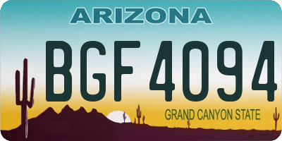 AZ license plate BGF4094